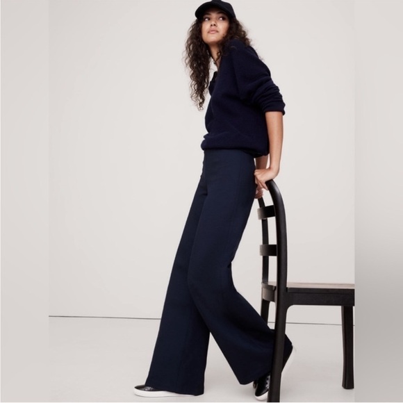 NWT! Banana Republic Navy Blue Wide-Leg Everywhere Ponte Pant - Multiple 🤎 - Picture 3 of 6